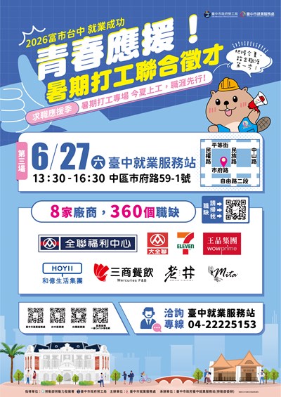 臺中市暑期打工聯合徵才資訊1